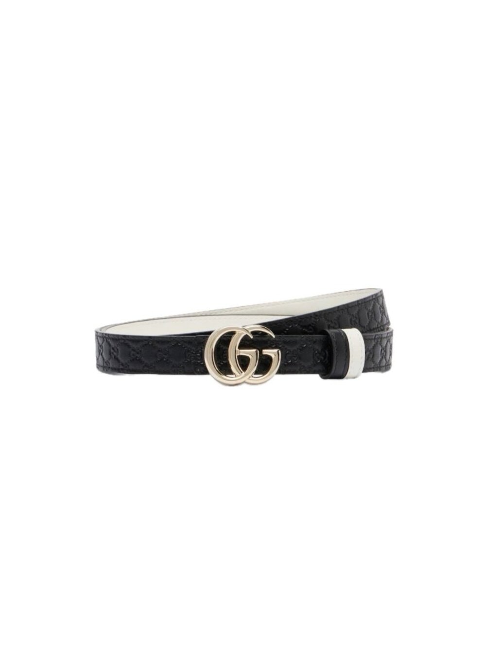 Gucci Women’s GG Reversible Arabella Calfskin W30mm Belt Black Off-White 85cm 84